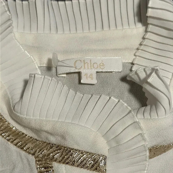 CHLOÉ KIDS RUFFLE-COLLAR BLOUSE WHITE Sz 14 - Picture 16 of 16